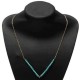 Green Beige Link V Beads Chain Necklace For Women