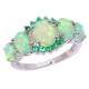 Green Fire Opal & Emerald Wedding Ring Women Jewelry Gems Silver Plated