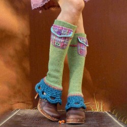 Green Plain Casual Leg Warmer Sock
