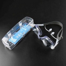 HD Waterproof Anti-fog Swimming Goggles with Earplug PC Anti-UV Eyewear Glasses with Case