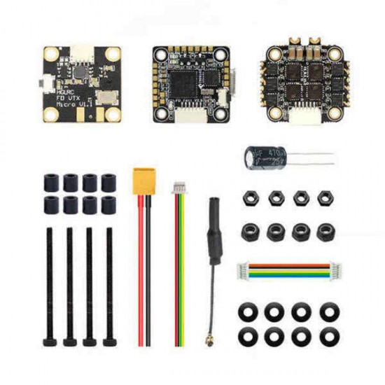 HGLRC FD413-VTX 16x16 F411 Flight Controller & 13A 2-4S Blheli_S 4 In 1 Brushless ESC 25~400mW VTX Stack for 60-180mm Frame Kit