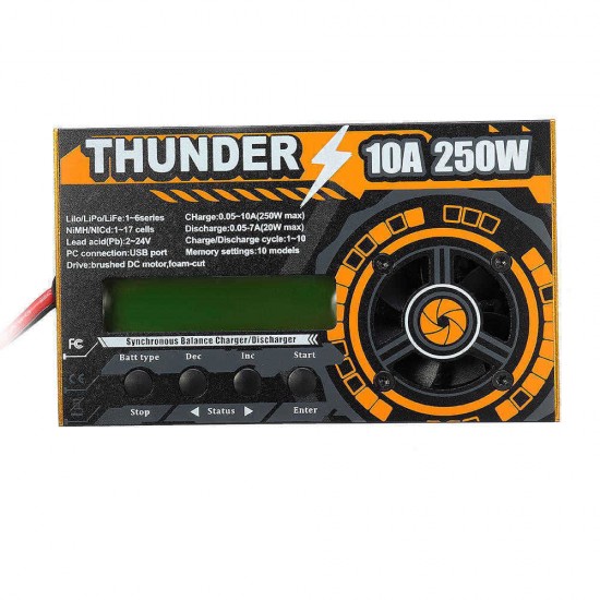 HOTA Thunder 6250 250W 10A DC Balance Charger Discharger For LiPo NiCd PB Battery