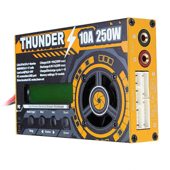 HOTA Thunder 6250 250W 10A DC Balance Charger Discharger For LiPo NiCd PB Battery