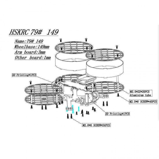 HSKRC 3 Inch 149mm Wheelbase 3mm Arm Frame Kit with Full Protect Duct For RC Drone FPV Racing
