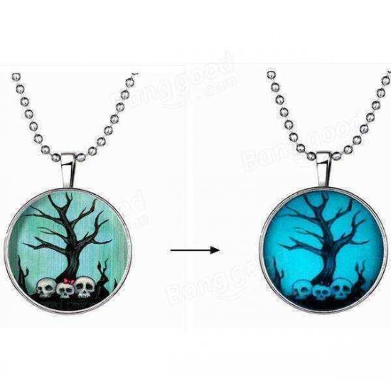 Halloween Luminous Sweater Chain Necklace Round Pendant