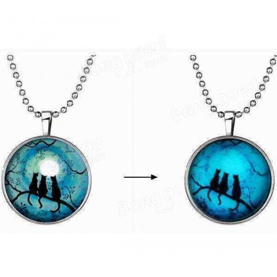 Halloween Luminous Sweater Chain Necklace Round Pendant