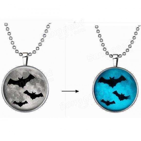 Halloween Luminous Sweater Chain Necklace Round Pendant