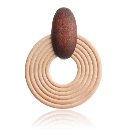 Handmade Ethnic Round Earrings Retro Wood Earrings Brown Vintage Women Earring