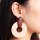 Handmade Ethnic Round Earrings Retro Wood Earrings Brown Vintage Women Earring