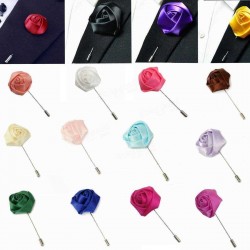 Handmade Lapel Flower Fabric Brooch Stick Pin Men Accessories