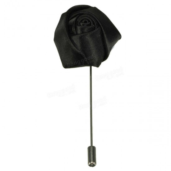 Handmade Lapel Flower Fabric Brooch Stick Pin Men Accessories