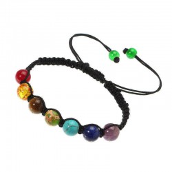 Healing Jewelry 7 Color Balance Beads Reiki Prayer Stone Gemstone Chakra Bracelet for Men Women