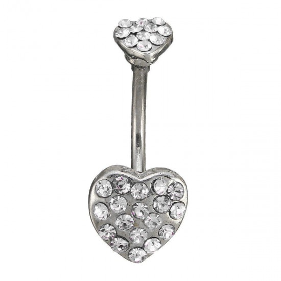 Heart Crystal Sexy Belly Navel Bar Ring Piercing Body Jewelry