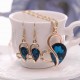 Heart Jewelry Set Water Drop Rhinestone Crystal Earrings Necklace Set Gift for Women