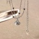 Heart and Rhinestone Pendant Double Layer Bell Foot Chain Silver Plated Anklet