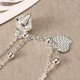 Heart and Rhinestone Pendant Double Layer Bell Foot Chain Silver Plated Anklet