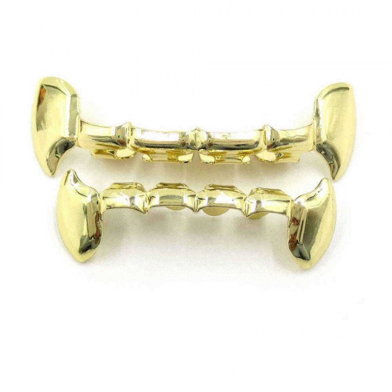 Hip-hop Gold Plated Fangs Teeth Grillz Caps Top&Bottom Grill Unisex