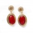 Hollow Flower Water Drop Oval Gem Dangle Earrings For Women