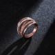 Hollow Out Interlaced Line Stylish Engagement Ring Rose Gold Plated Women Jewelry