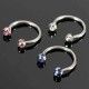 Horseshoe Crystal Circular Piercing Lip Bar Nose Ring Stainless Steel