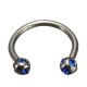 Horseshoe Crystal Circular Piercing Lip Bar Nose Ring Stainless Steel