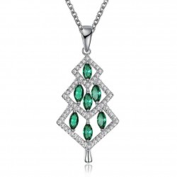 INALIS Christmas Tree Pendant Green Zirconia Necklace Gift for Women