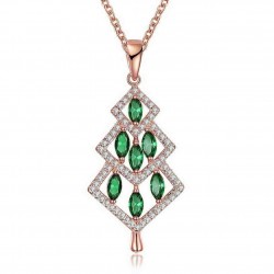 INALIS Christmas Tree Pendant Green Zirconia Necklace Gift for Women