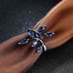 INALIS Vintage Luxury Leaves Glass Crystal Ring Gift For Women