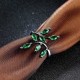 INALIS Vintage Luxury Leaves Glass Crystal Ring Gift For Women