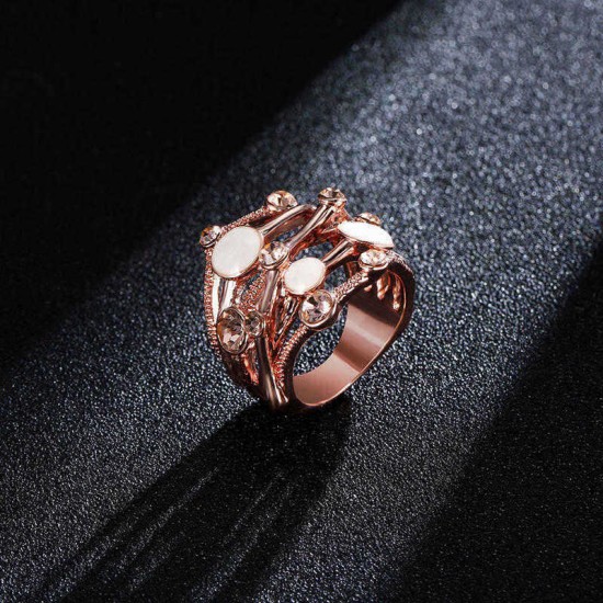 Irregular Interlaced Line Rose Gold Opal Ring Clothing Accessories Fashion Women Jewelry