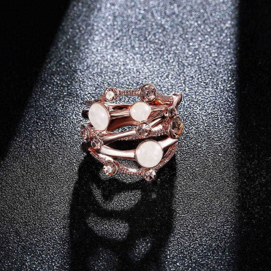 Irregular Interlaced Line Rose Gold Opal Ring Clothing Accessories Fashion Women Jewelry