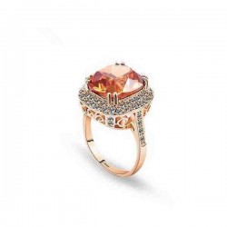 Italina 18K Rose Gold Plated Crystal Zircon Geometric Finger Ring