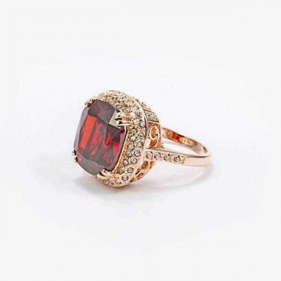 Italina 18K Rose Gold Plated Crystal Zircon Geometric Finger Ring