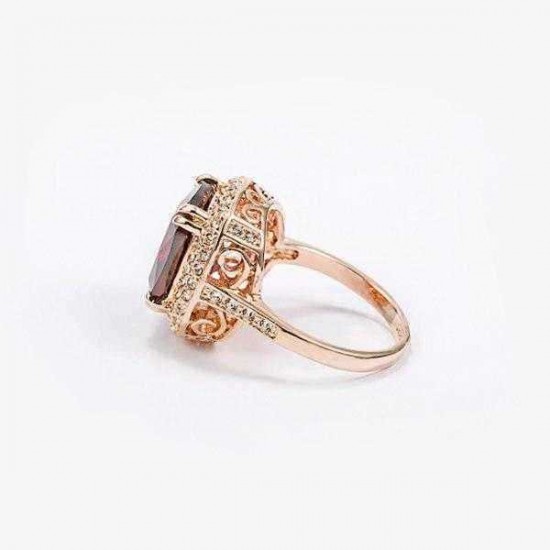 Italina 18K Rose Gold Plated Crystal Zircon Geometric Finger Ring