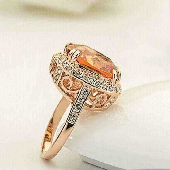 Italina 18K Rose Gold Plated Crystal Zircon Geometric Finger Ring