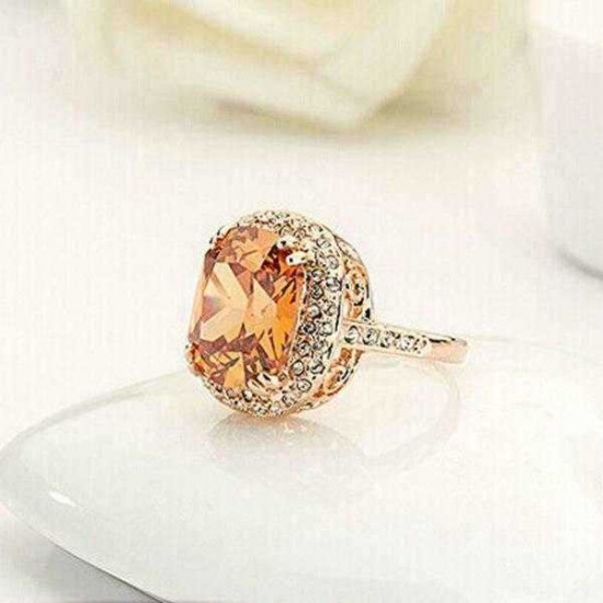 Italina 18K Rose Gold Plated Crystal Zircon Geometric Finger Ring