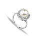 Italina Flower 18K Rose Gold Plated Artificial Pearl Zircon Crystal Finger Ring