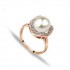 Italina Flower 18K Rose Gold Plated Artificial Pearl Zircon Crystal Finger Ring