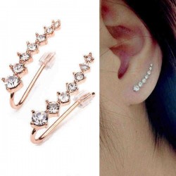 Italina Rhinestone Crystal Ear Cuff Earrings 18K Rose Gold Plated