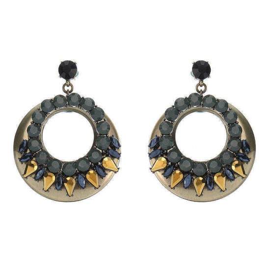 JASSY Ethnic Crystal Round Ear Drop Earring Hoop Statement Earring For Women