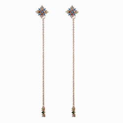 JASSY Sweet Rose Gold Tassel Ear Drop Colorful Zirconia Charm Long Earring for Women