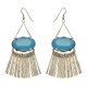 JASSY® 18K Gold Plated Earring Retro Blue Gemstone Tassel Ear Drop Women's Best Gift