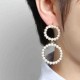 JASSY® 18K Gold Plated Full Pearls Geometric Double Circle Hoop Ear Drop Earring Gift for Women