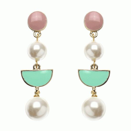 JASSY® 18K Gold Plated Pearl Ear Drop Sweet Cute Geometric Earring For Women Jewelry