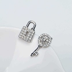 JASSY® Asymmetric Stud Earrings Open the Lock with Key 925 Sterling Silver Earring for Women