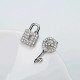 JASSY® Asymmetric Stud Earrings Open the Lock with Key 925 Sterling Silver Earring for Women