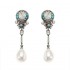 JASSY® Bohemian Pearl Ear Drop Platinum Plated Floral Gemstone Pearl Earring