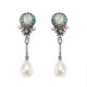 JASSY® Bohemian Pearl Ear Drop Platinum Plated Floral Gemstone Pearl Earring