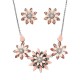 JASSY® Elegant Earring Necklace Jewelry Set Multi Crystal Pink Flowers Exquisite Jewelry for Women