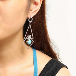 JASSY® Hollow Zircon Triangle Turquoise Geometric Ear Drop Earring Gift For Women